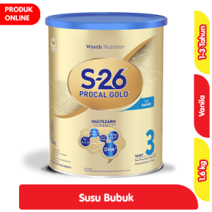 S-26 Procal Gold Tahap 3 Susu Pertumbuhan Anak 1-3 Tahun Vanila 1.6 kg