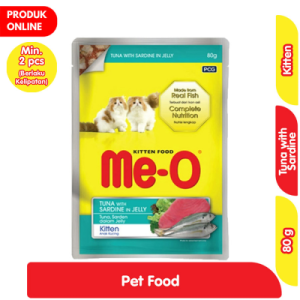 Me-O Makanan Kucing Basah Kitten Rasa Tuna Sarden dalam Jeli 80 g