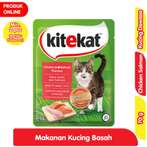 Kitekat Makanan Kucing Basah Adult Rasa Ayam & Salmon 70 g