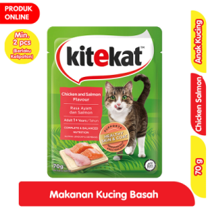 Kitekat Makanan Kucing Basah Kitten Rasa Ayam & Salmon 70 g
